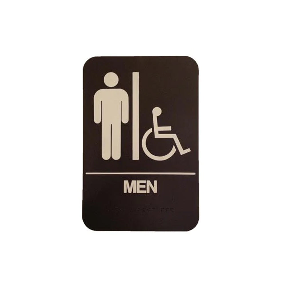 Don-Jo - HS-9060-01 - A.D.A. Sign for Men/Handicap Rectangle 6 Width and 9 Length Raised Lettering - White on Brown