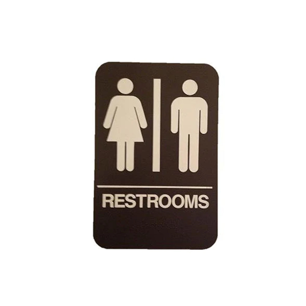 Don-Jo - HS-9060-03 - A.D.A. Sign for Women/Men/Restroom Rectangle 6 Width and 9 Length Raised Lettering - White on Brown