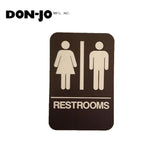 Don-Jo - HS-9060-03 - A.D.A. Sign for Women/Men/Restroom Rectangle 6 Width and 9 Length Raised Lettering - White on Brown