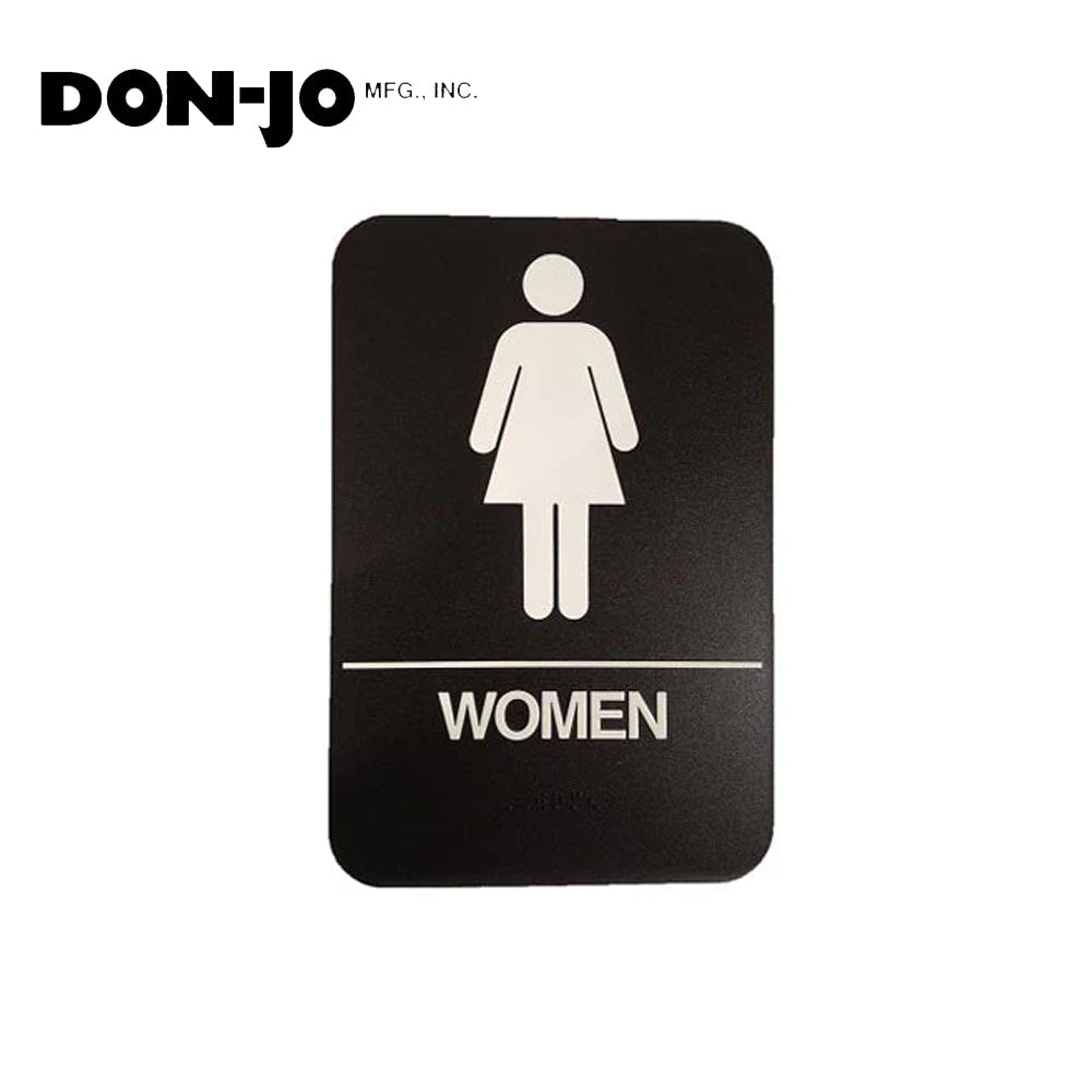 Don-Jo - HS-9060-04 - A.D.A. Sign for Women Rectangle 6 Width and 9 Length Raised Lettering - White on Brown