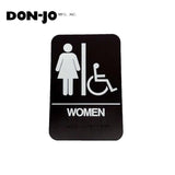 Don-Jo - HS-9060-05 - A.D.A. Sign for Women/Handicap Rectangle 6 Width and 9 Length Raised Lettering - White on Brown