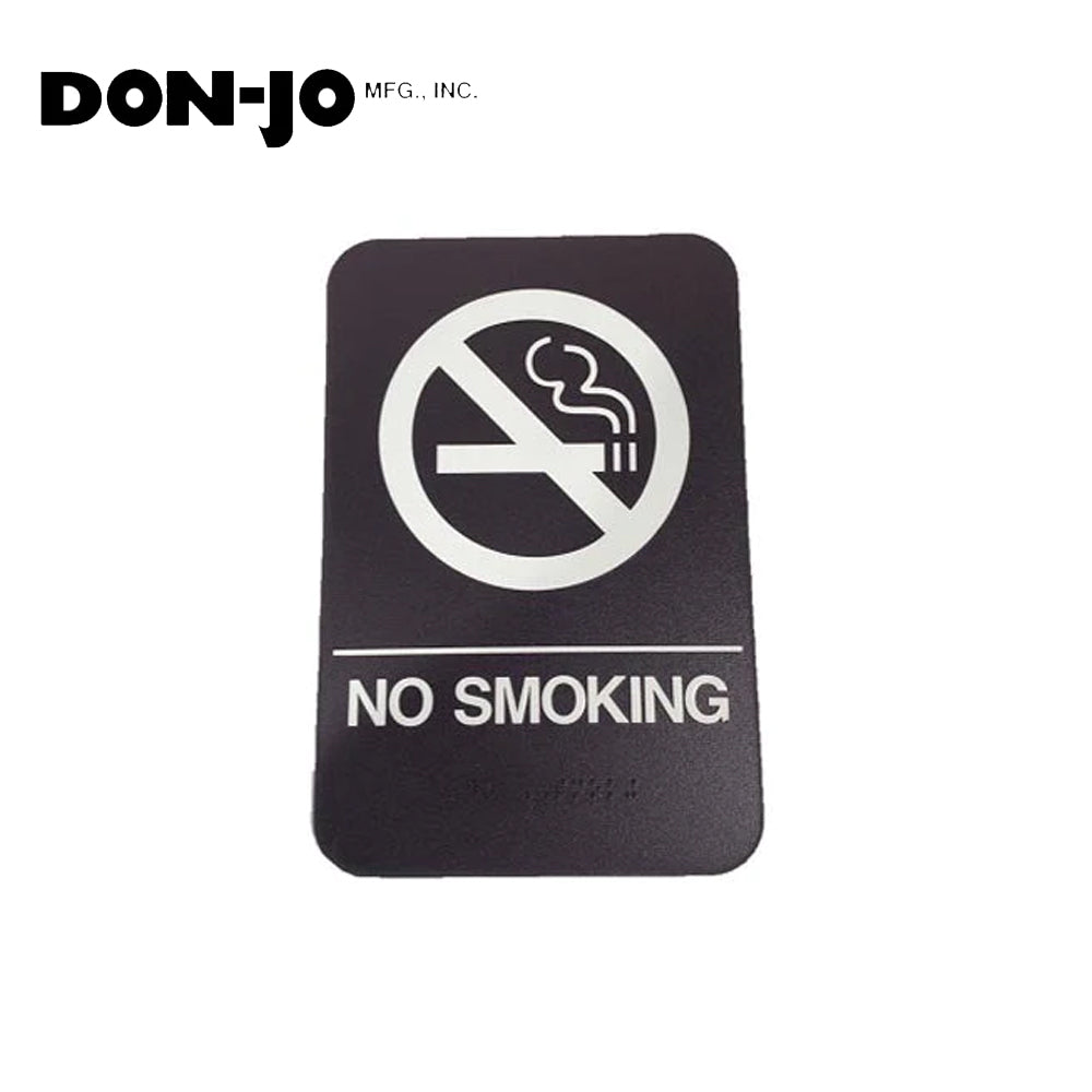 Don-Jo - HS-9060-22 - A.D.A. Sign for No Smoking Rectangle 6 Width and 9 Length Raised Lettering - White on Brown