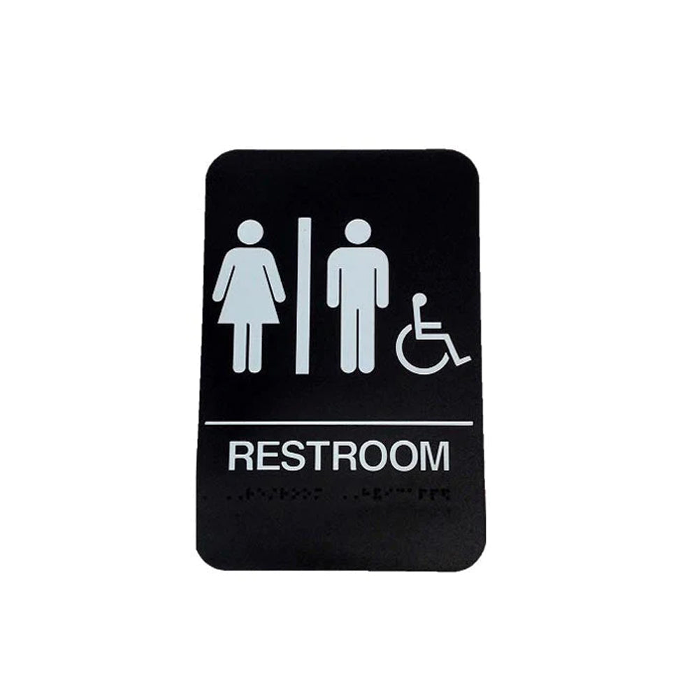 Don-Jo - HS-9060-32 - A.D.A. Sign for Women/Men/Handicap/Restroom Rectangle 6 Width and 9 Length Raised Lettering - White on Brown