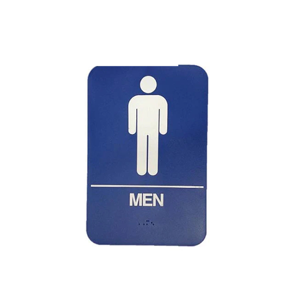 Don-Jo - HS-9070-02 - A.D.A. Sign for Men Rectangle 6 Width and 9 Length Raised Lettering - White on Blue