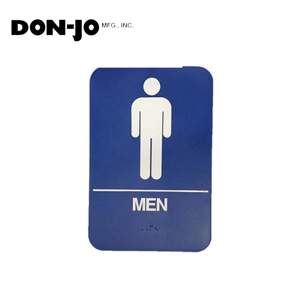 Don-Jo - HS-9070-02 - A.D.A. Sign for Men Rectangle 6 Width and 9 Length Raised Lettering - White on Blue