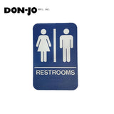 Don-Jo - HS-9070-03 - A.D.A. Sign for Men/Women/Restroom Rectangle 6 Width and 9 Length Raised Lettering - White on Blue