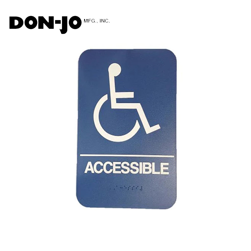 Don-Jo - HS-9070-06 - A.D.A. Sign for Handicap/Accessible Rectangle 6 Width and 9 Length Raised Lettering - White on Blue