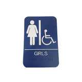 Don-Jo - HS-9070-08 - A.D.A. Sign for Girls/Handicap Rectangle 6 Width and 9 Length Raised Lettering - White on Blue