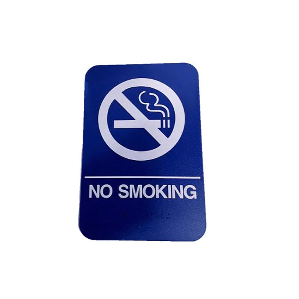 Don-Jo - HS-9070-22 - A.D.A. Sign for No Smoking Rectangle 6 Width and 9 Length Raised Lettering - White on Blue