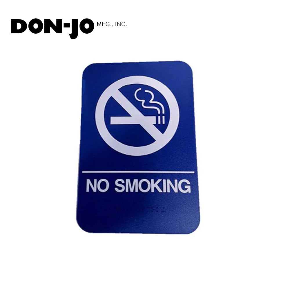 Don-Jo - HS-9070-22 - A.D.A. Sign for No Smoking Rectangle 6 Width and 9 Length Raised Lettering - White on Blue