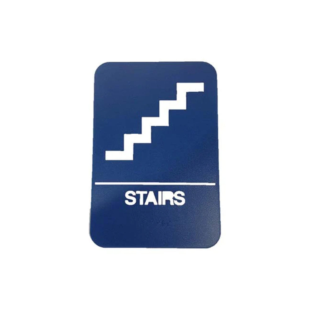 Don-Jo - HS-9070-24 - A.D.A. Sign for Stairs Rectangle 6 Width and 9 Length Raised Lettering - White on Blue