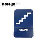 Don-Jo - HS-9070-24 - A.D.A. Sign for Stairs Rectangle 6 Width and 9 Length Raised Lettering - White on Blue