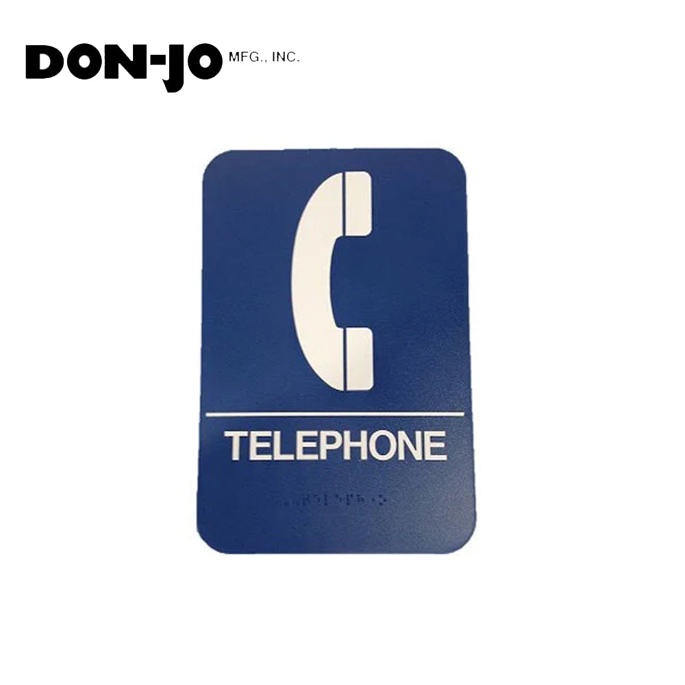 Don-Jo - HS-9070-27 - A.D.A. Sign for Telephone Rectangle 6 Width and 9 Length Raised Lettering - White on Blue