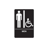 Don-Jo - HS-9090-01 - A.D.A. Sign for Men/Handicap Rectangle 6 Width and 9 Length Raised Lettering - White on Black