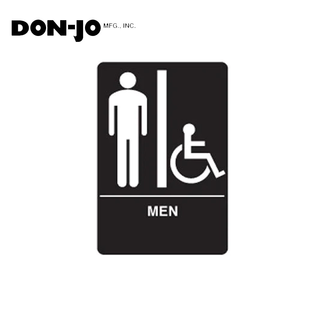 Don-Jo - HS-9090-01 - A.D.A. Sign for Men/Handicap Rectangle 6 Width and 9 Length Raised Lettering - White on Black