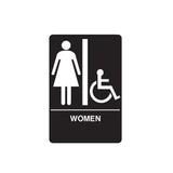 Don-Jo - HS-9090-05 - A.D.A. Sign for Women/Handicap Rectangle 6 Width and 9 Length Raised Lettering - White on Black