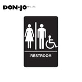 Don-Jo - HS-9090-32 - A.D.A. Sign for Women/Men/Handicap/Restroom Rectangle 6 Width and 9 Length Raised Lettering - White on Black