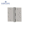 Global Door Controls - CP Series - Commercial Template Hinge - 5 Inch X 4.5 Inch - Heavy Duty - Brushed Chrome (Packs of 2)