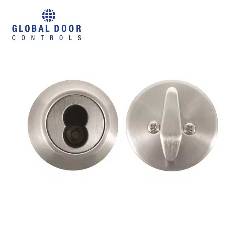 Global Door Controls - GLC Series - Commercial Cylindrical Deadbolts - Interchangeable Core - Fire Rated - US26D (Brushed Chrome)