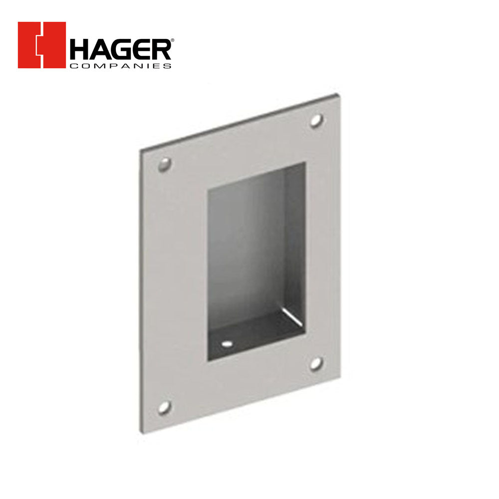 HAGER - 15N - Flush Cup Pull - 3.5 by 5 - Satin Stainless Steel