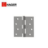 HAGER - 1741 - Full Mortise Plain Bearing Residential Hinge - 4 Inch by 4 Inch - 5 Knuckle