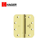 HAGER - 1752 - Full Mortise Residential Spring Hinge - 5/8 Inch Round Corners 4 Inch by 4 Inch