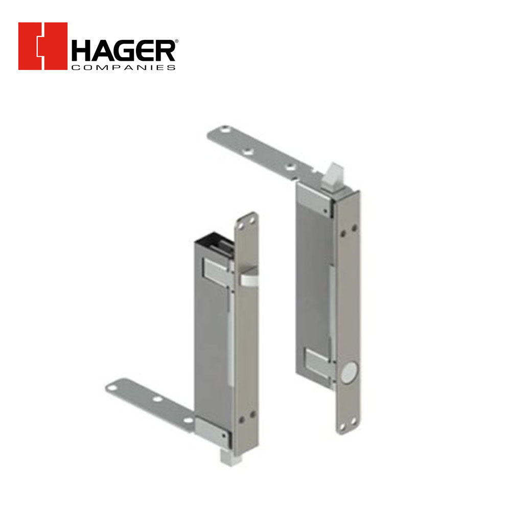 HAGER - 294D - Constant Latching Flush Bolt - Square Bolt Head - Satin Stainless Steel