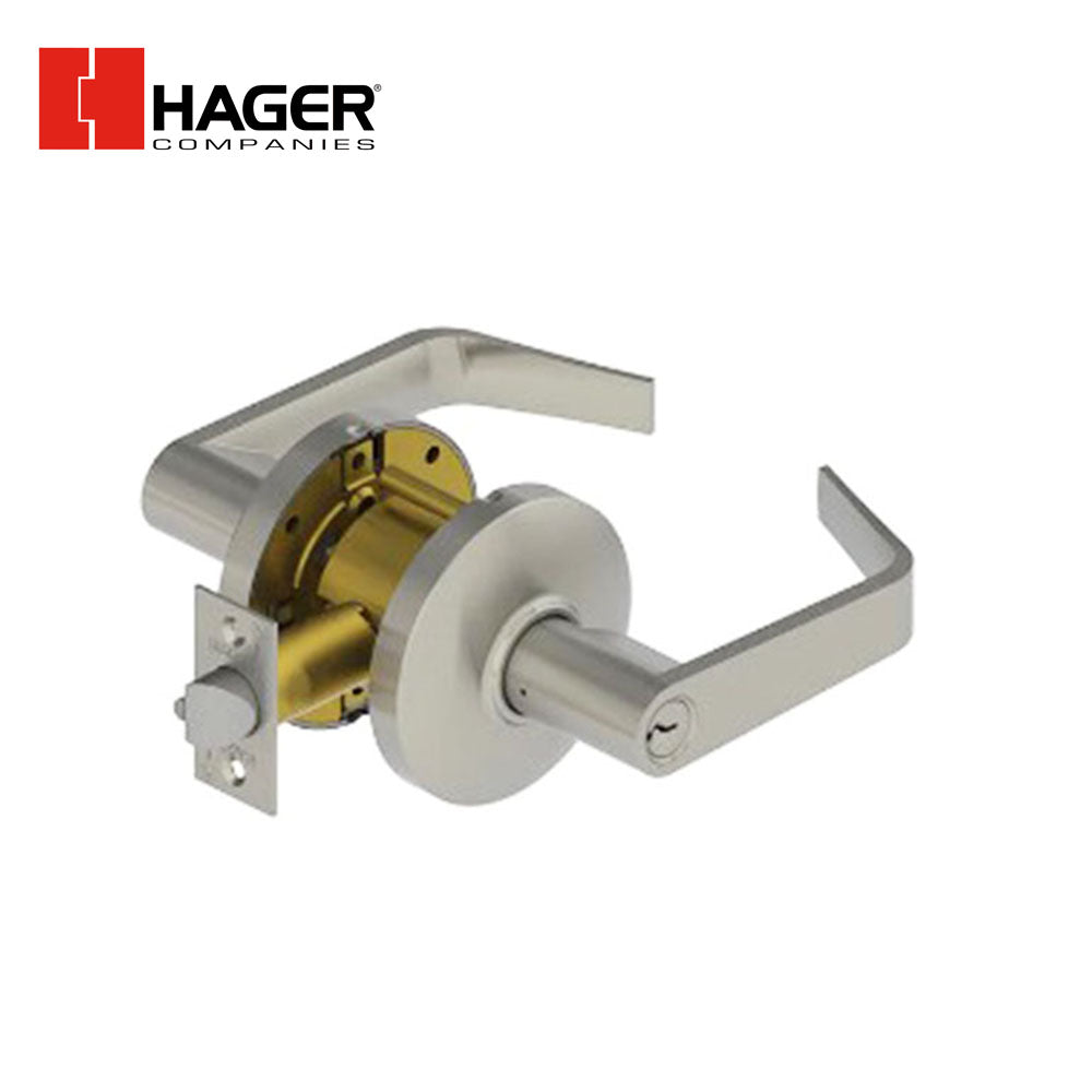 HAGER - 3470 - Classroom Cylindrical Lock - 3-17/32 Inch Diameter Rose - 6 Pin - Non-Handed - Grade 1 - Satin Chrome