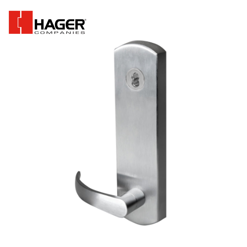 HAGER - 45CE ARC US26D - 4500 Series Exit Device Trim - Cylinder Escutcheon Classroom Lever - Archer Design - Grade 1 - Satin Chrome-626