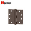 HAGER - ECBB1100 - Full Mortise Ball Bearing Hinge - 4.5 Inch by 4.5 Inch - Steel Base Material - 5 Knuckle