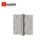 HAGER - ECBB 1103 - Full Mortise Ball Bearing Hinge - Heavy Weight - 4.5 Inch by 4.5 Inch - 5 Knuckle - Non Removable Pin - Satin Stainless Steel