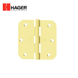 HAGER - RC1842 - Full Mortise Plain Bearing - Residential Hinge - 3.5 Inch by 3.5 Inch- Steel Base Material - 5 Knuckle - 5/8 Round Corners