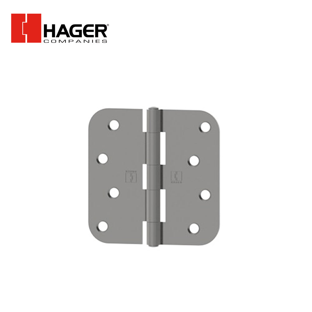 HAGER - RC1846 - Full Mortise Plain Bearing Residential Hinge - 5/8 Inch Round Corners 4 Inch by 4 Inch - 5 Knuckle