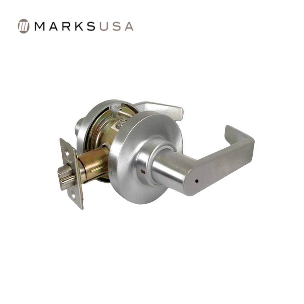 Marks USA - 175L - Privacy Function Cylindrical Lock - Key in Lever Cylinder - American Lever 6-Pin - 3-1/4 Inch Rose Diameter - 2-3/4 Inch Backset - Non-Handed - F76 ANSI - Grade 2