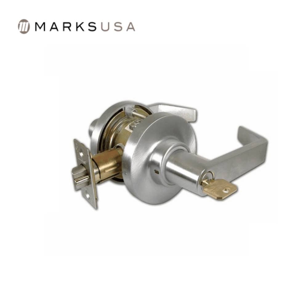 Marks USA - 195AB - Entrance/Office Function Cylindrical Lock - American Lever 6-Pin - 3-7/16 Inch Rose Diameter - 2-3/4 Inch Backset - Non-Handed - F109 ANSI - Grade 1