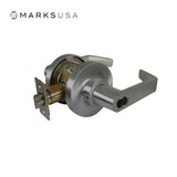 Marks USA - 195RAB - Entrance/Office Function Cylindrical Lock - Schlage FSIC Less Core - American Lever 6-Pin - 3-7/16 Rose Diameter - 2-3/4 Backset - Non-Handed - F109 ANSI - Grade 1 - Bright Chrome