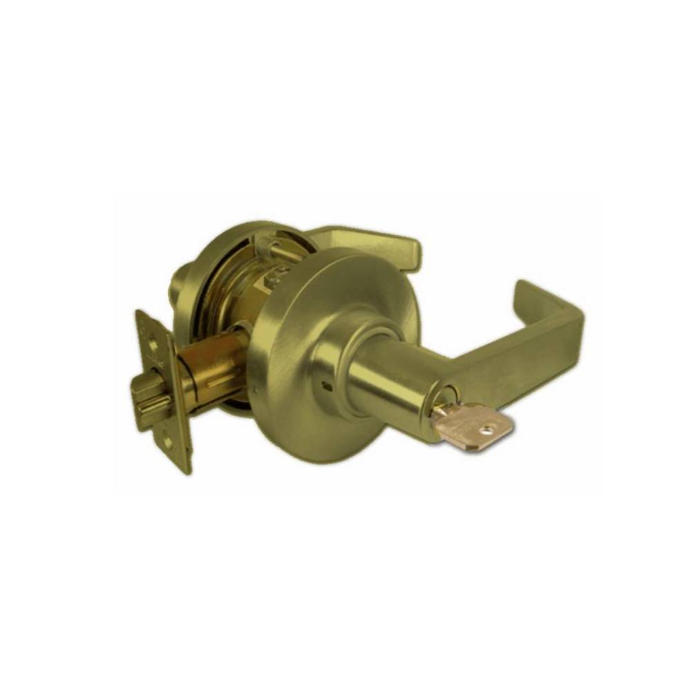 Marks USA - 195RAB - Entrance/Office Function Cylindrical Lock - Key in Lever Cylinder - American Lever 6-Pin - 3-7/16 Rose Diameter - 2-3/4 Backset - Non-Handed - F109 ANSI - Grade 1 - Bright Brass