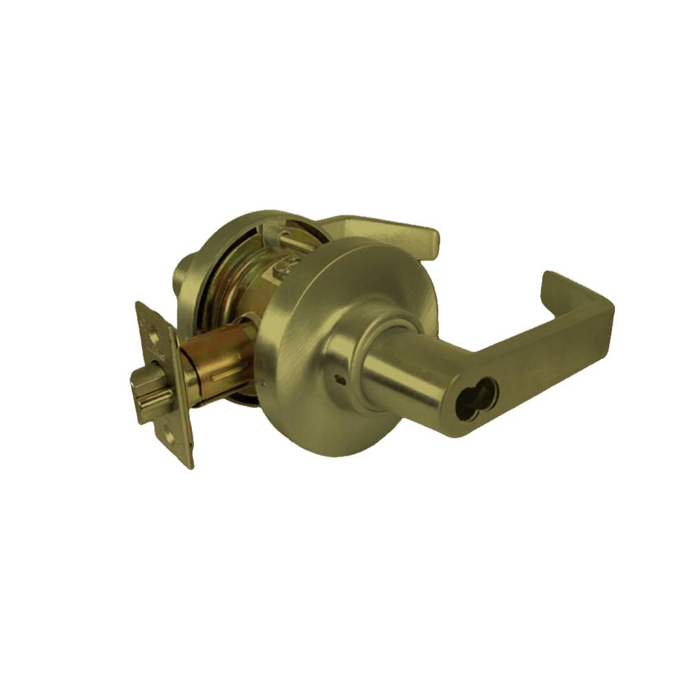 Marks USA - 195RAB - Entrance/Office Function Cylindrical Lock - Schlage FSIC Less Core - American Lever 6-Pin - 3-7/16 Rose Diameter - 2-3/4 Backset - Non-Handed - F109 ANSI - Grade 1 - Satin Brass