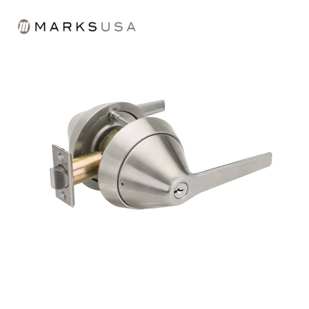 Marks USA - 195SSB - Entrance Cylindrical Lock - Anti-Ligature Knob - Key in Lever Cylinder - 3-13/16 Diameter Rose - Non-Handed - Grade 1 - Satin Stainless Steel