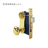 Marks USA - 21AC - Ornamental Iron Unilock Entrance Knob Mortise Lockset - Backset 2-1/2 Inch - 5 Pin - Double Cylinder - Bright Brass