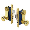 Marks USA - 21AC - Ornamental Iron Unilock Entrance Knob Mortise Lockset - Backset 2-1/2 Inch - 5 Pin - Double Cylinder - Bright Brass