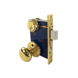 Marks USA - 22AC - Ornamental Iron Entrance Knob Mortise Lockset - Backset 2-1/2 Inch - 5 Pin - Double Cylinder - Bright Brass