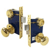 Marks USA - 22AC - Ornamental Iron Entrance Knob Mortise Lockset - Backset 2-1/2 Inch - 5 Pin - Double Cylinder - Bright Brass