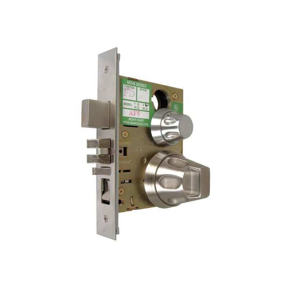 Marks USA - 5SS55A - Entrance Mortise Cylinder Lock - Anti-Ligature Lever - Field Reversible - Grade 1 - Satin Stainless Steel