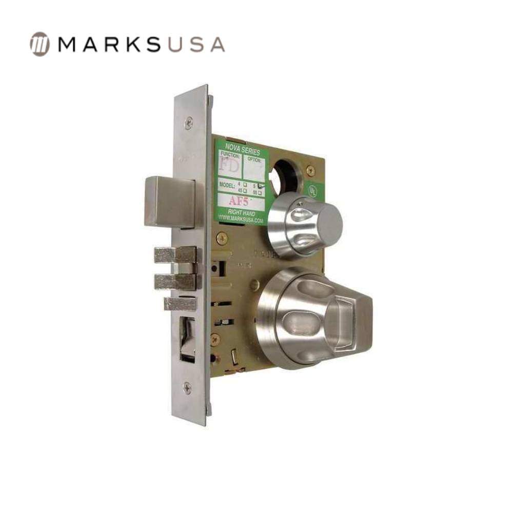 Marks USA - 5SS55A - Entrance Mortise Cylinder Lock - Anti-Ligature Lever - Field Reversible - Grade 1 - Satin Stainless Steel