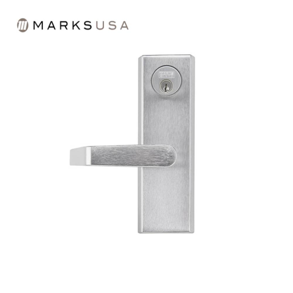 Marks USA - MESC600 - M9900 Exit Bar Trim - American Lever with Escutcheon - 1-1/4 Inch Mortise Cylinder - Field Reversible - Grade 1