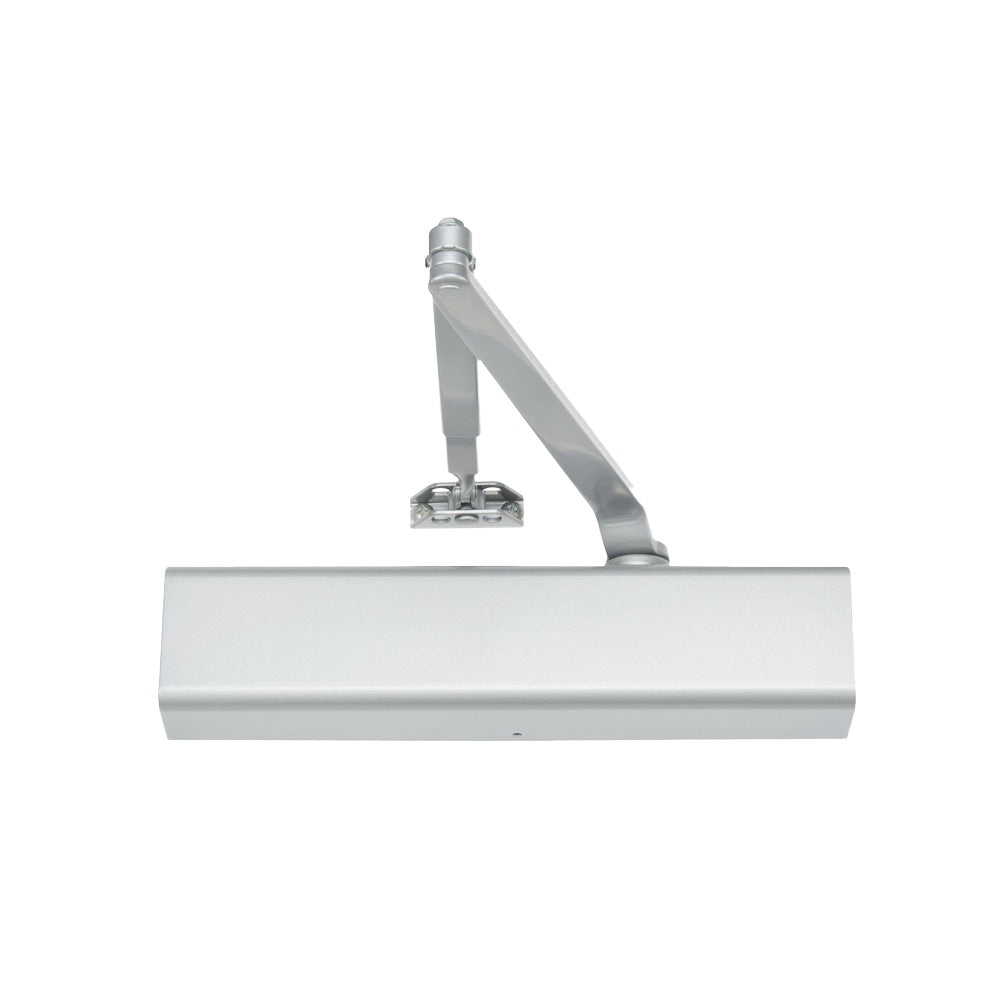 Norton - 8501 - Tri Mount Door Closer Push or Pull Side with Double Lever Regular Arm and Adjustable Size 1 to 6 Plastic Cover - Grade 1 - 689 (Aluminum Painted)