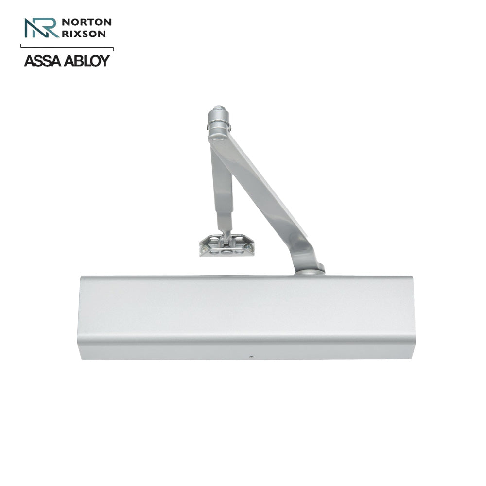 Norton - 8501 - Tri Mount Door Closer Push or Pull Side with Double Lever Regular Arm and Adjustable Size 1 to 6 Plastic Cover - Grade 1 - 689 (Aluminum Painted)