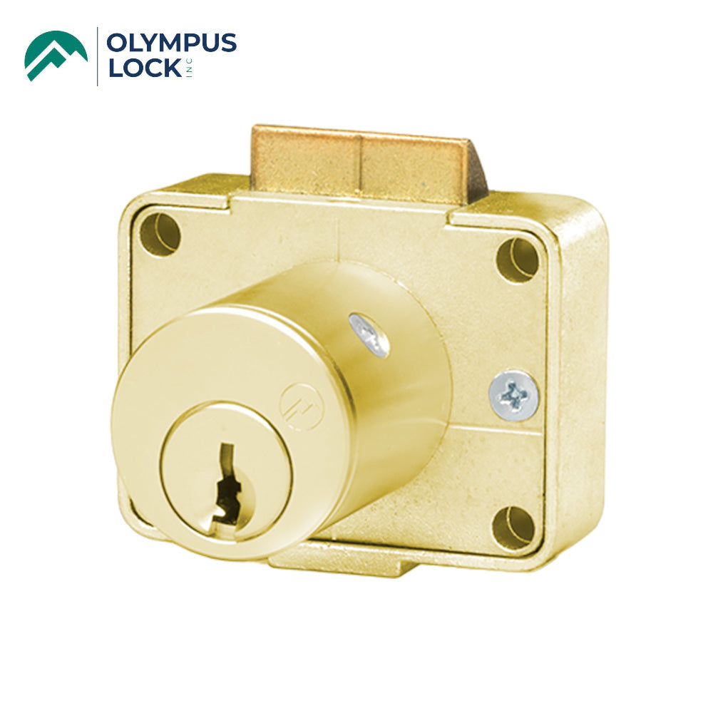 OLYMPUS LOCK - 996 - Cabinet Drawer Latch Lock - R Series - Optional Cylinder Length - Optional Keying - Optional Handed - US4 (Satin Brass-606)