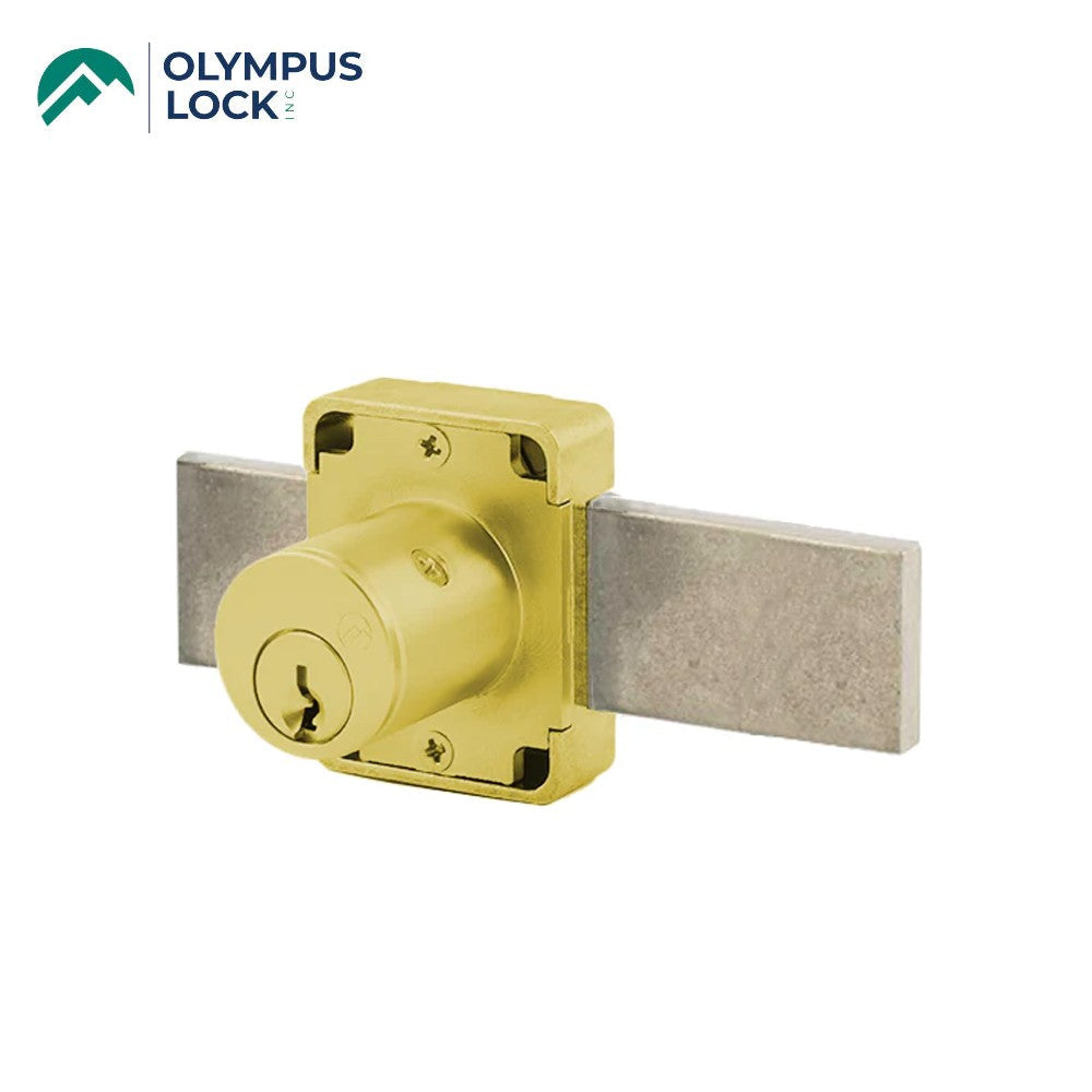 OLYMPUS LOCK - 100B - Weather Resistant Cabinet Deadbolt Door Lock - N Series - Optional Cylinder Length - Long Bolt - Optional Keying - US4 (Satin Brass-606)